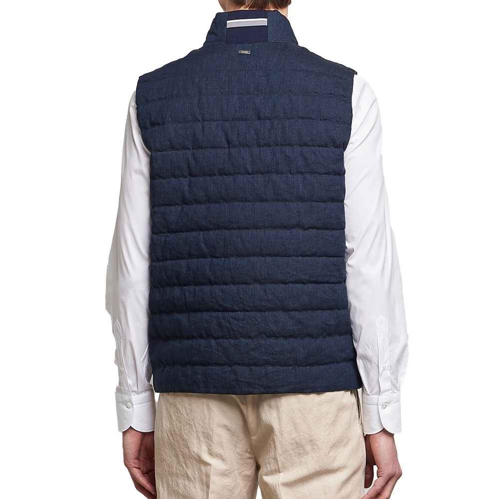 Herno Blue Linen Sleeveless Jacket