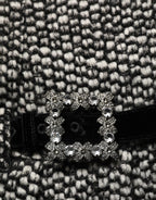 Dolce & Gabbana Black White Tweed High Waist Pleated Skirt