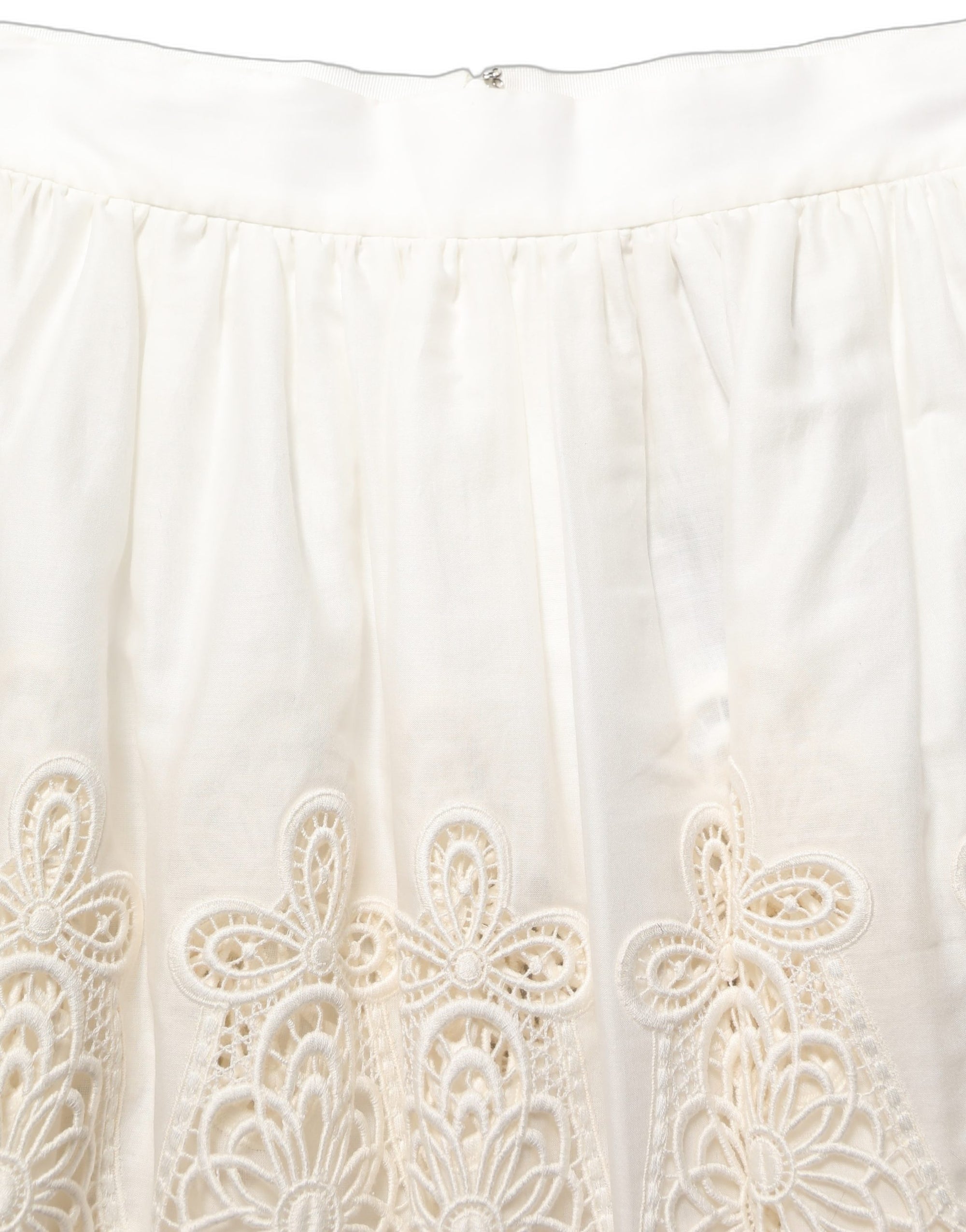 Dolce & Gabbana White Floral Embroidered A-line Mini Skirt