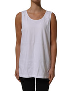 American Vintage White Cotton Round Neck Sleeveless Tank Top