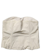 Elisabetta Franchi Off White Strapless Sweetheart Neck Top