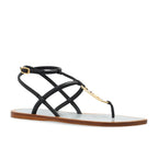Fendi Black Leather Flat Sandals