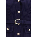 Self-Portrait Blue Polyamide Cardigan