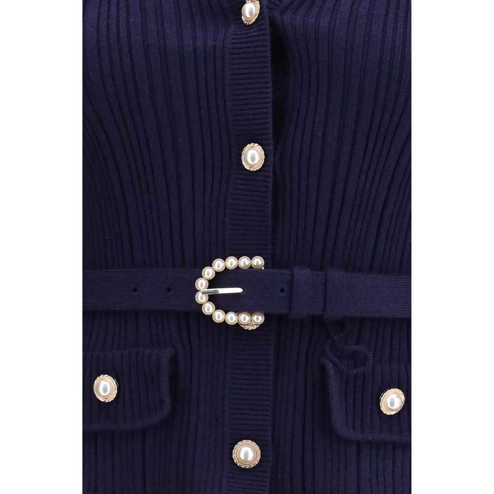 Self-Portrait Blue Polyamide Cardigan
