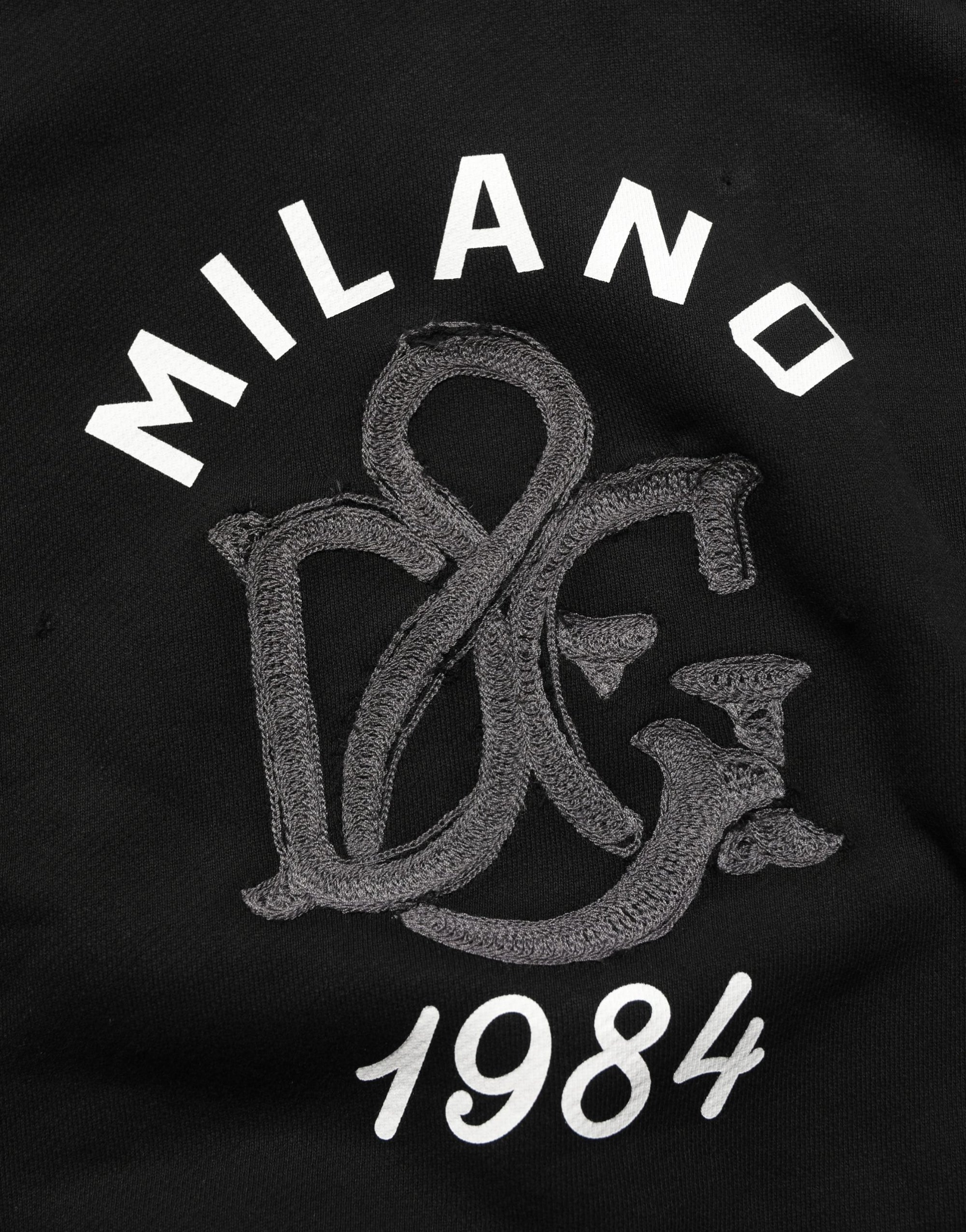Dolce & Gabbana Black Cotton Milano1984 Print Hoodie Sweater