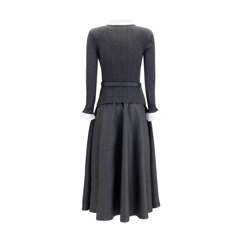 Self-Portrait Gray Polyamide Casual Dress