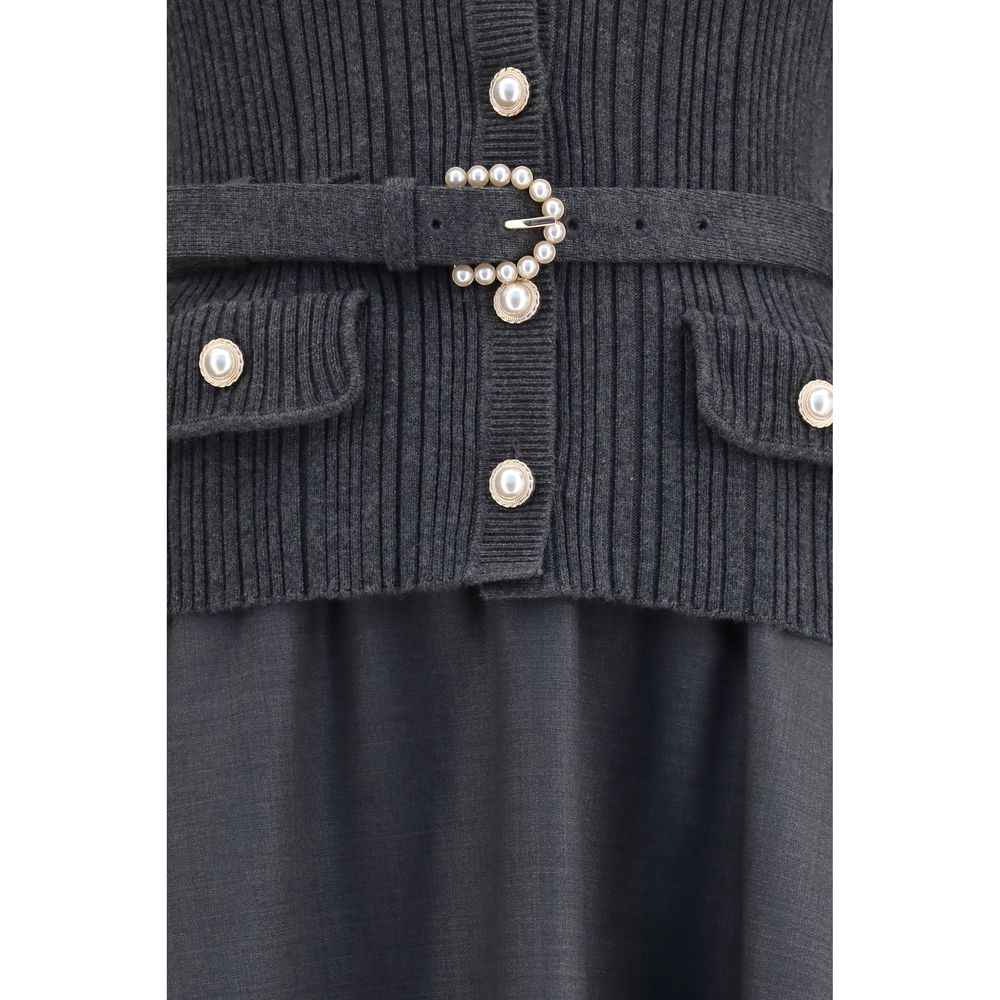 Self-Portrait Gray Polyamide Casual Dress