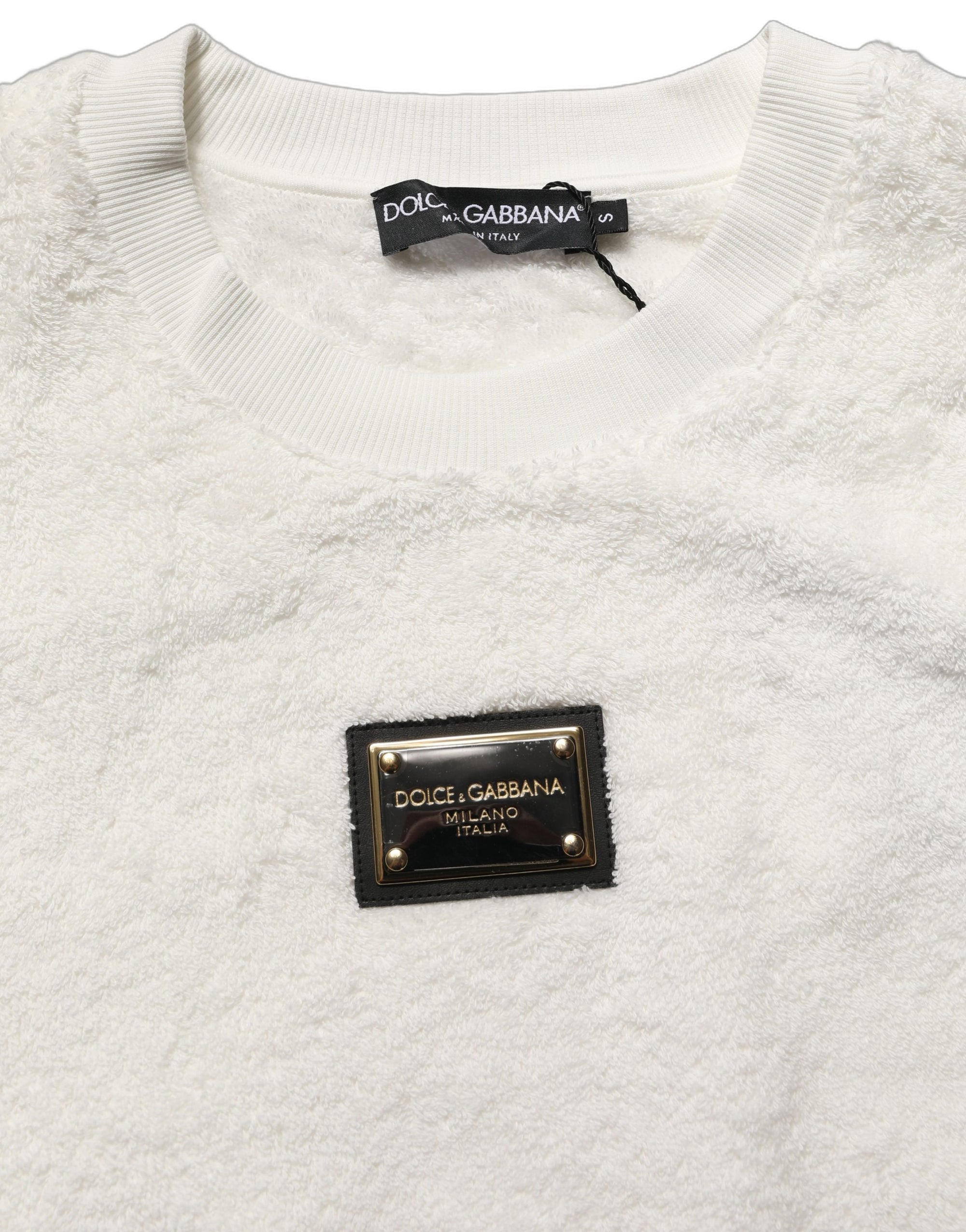Dolce & Gabbana White LogoPlaque CrewNeck Sweatshirt Sweater