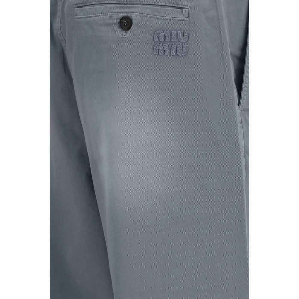 Miu Miu Gray Cotton Casual Pants