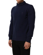 Dolce & Gabbana Blue Wool Knit Turtleneck Pullover Sweater
