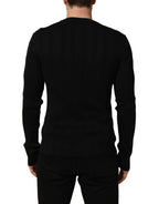 Dolce & Gabbana Black Silk Blend Henley Pullover Men Sweater