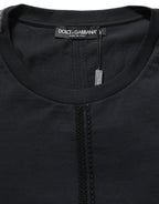 Dolce & Gabbana Dark Blue Cotton Round Neck Pullover Sweater