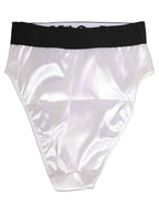 Dolce & Gabbana White Satin High-Waist Brief Logo Women Underwear
