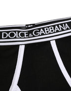 Dolce & Gabbana Black White Logo Waistband Coulotte Panty Underwear