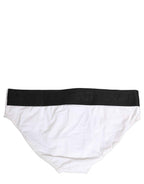 Dolce & Gabbana White Stretch Drawstring Swim Brief Swimwear