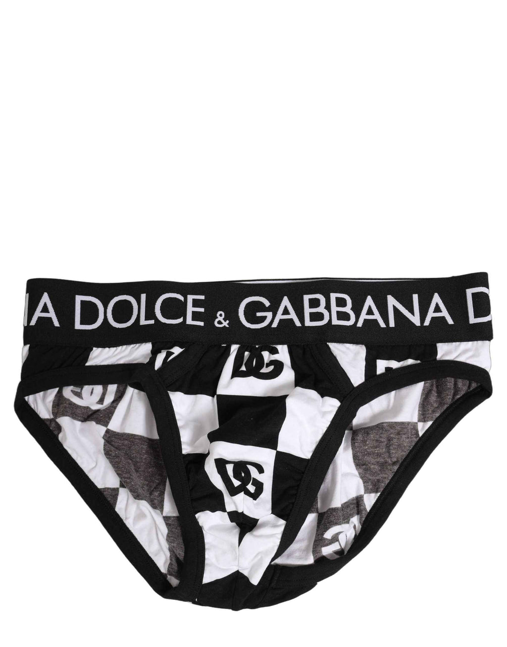 Dolce & Gabbana Black White Logo Checkered Midi Brief Underwear
