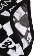 Dolce & Gabbana Black White Logo Checkered Midi Brief Underwear