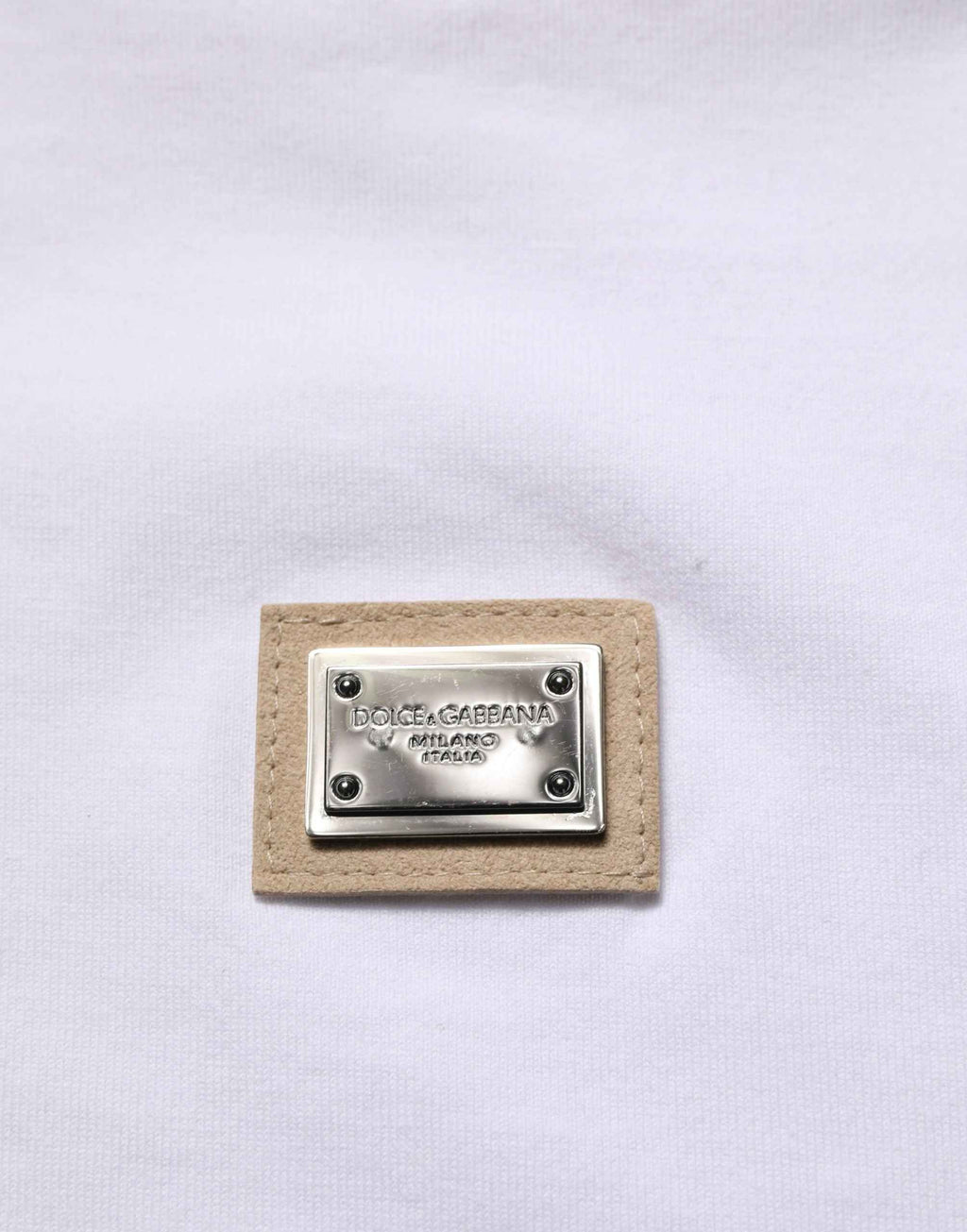 Dolce & Gabbana White Cotton Logo Plaque Crew Neck T-shirt