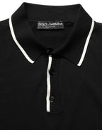 Dolce & Gabbana Black Cotton Collared Short Sleeves Men Polo T-shirt