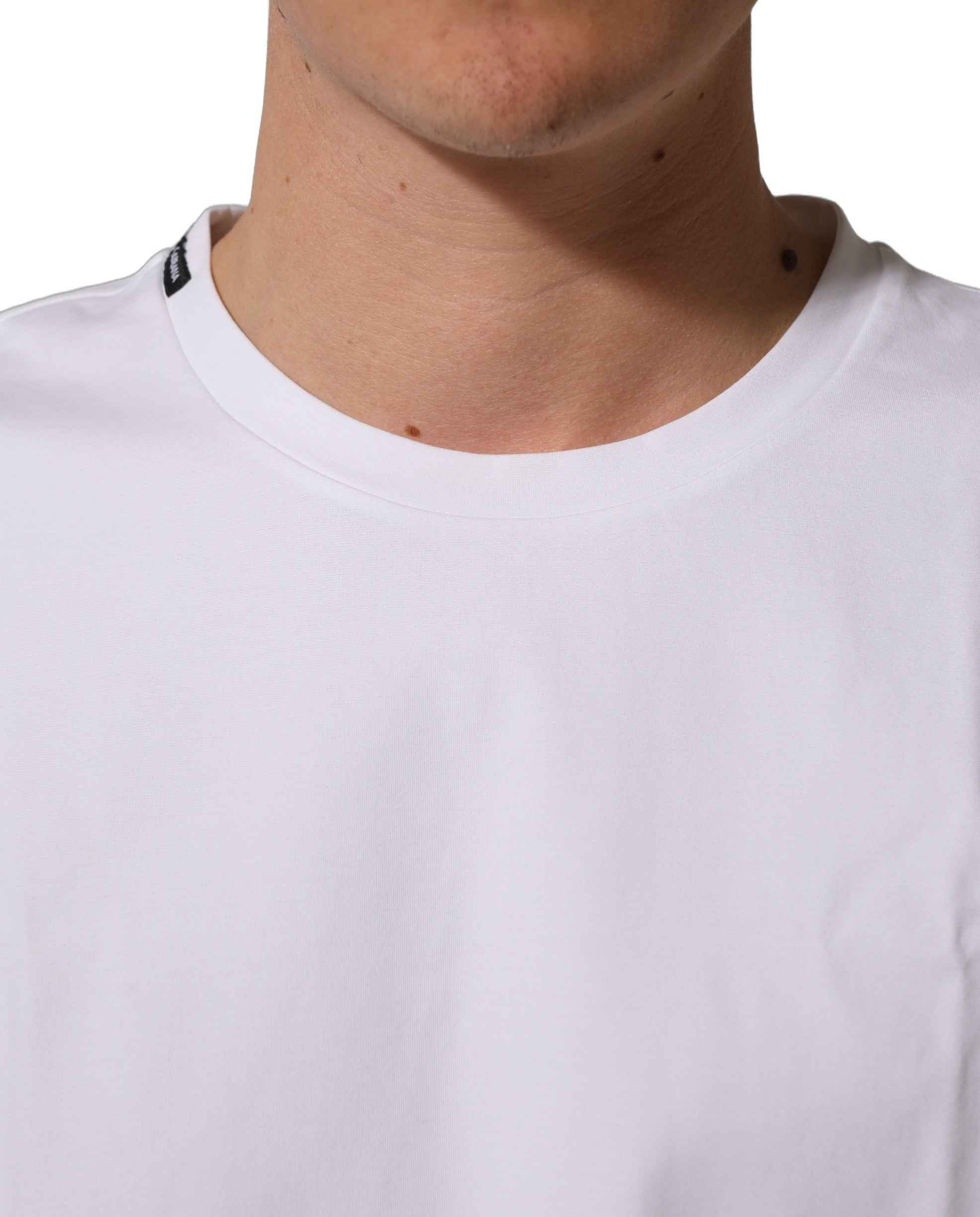 Dolce & Gabbana White Cotton Short Sleeves Crew Neck T-shirt