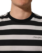 Dolce & Gabbana Black White Stripes Cotton Sleeveless T-shirt