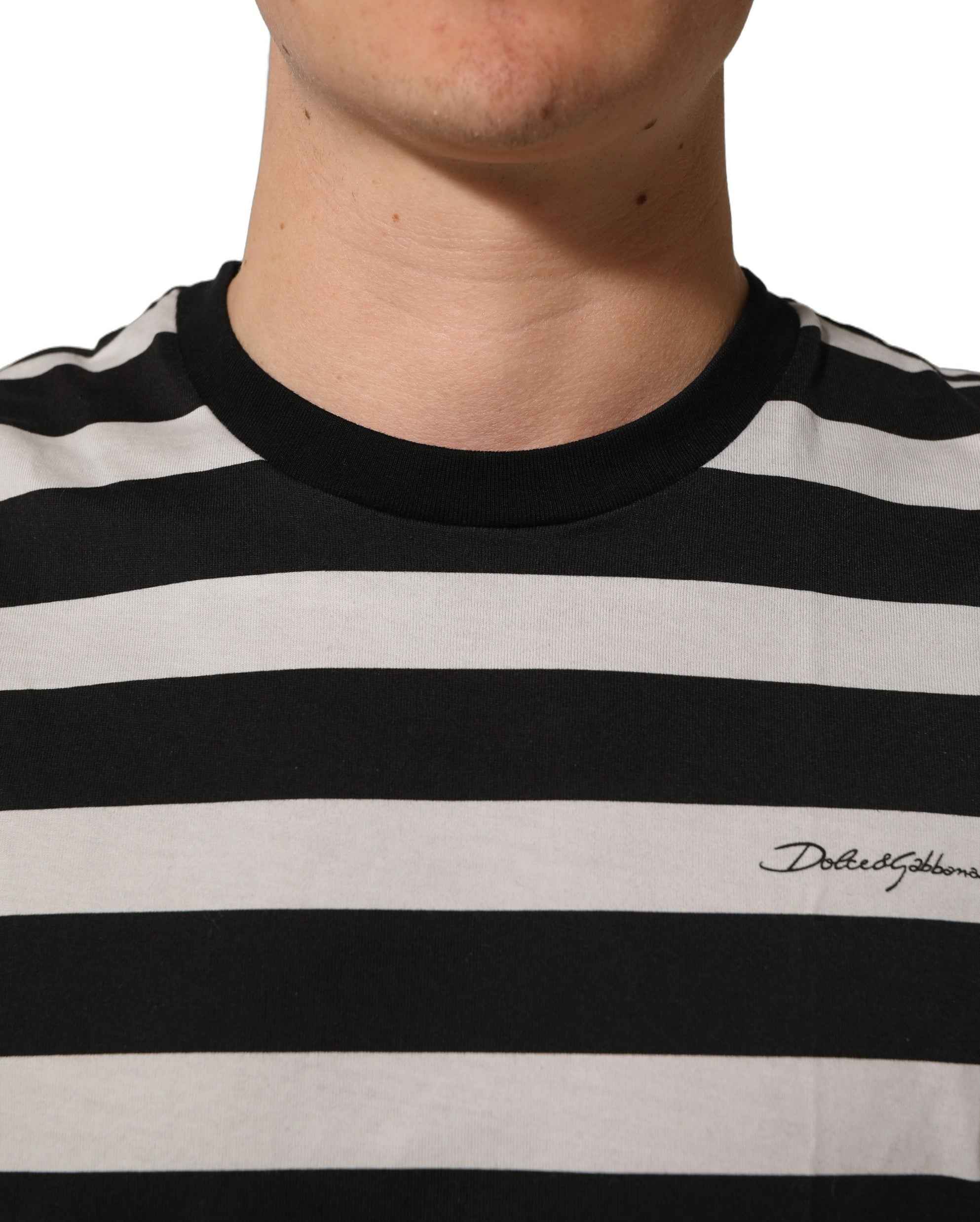 Dolce & Gabbana Black White Stripes Cotton Sleeveless T-shirt