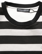 Dolce & Gabbana Black White Stripes Cotton Sleeveless T-shirt