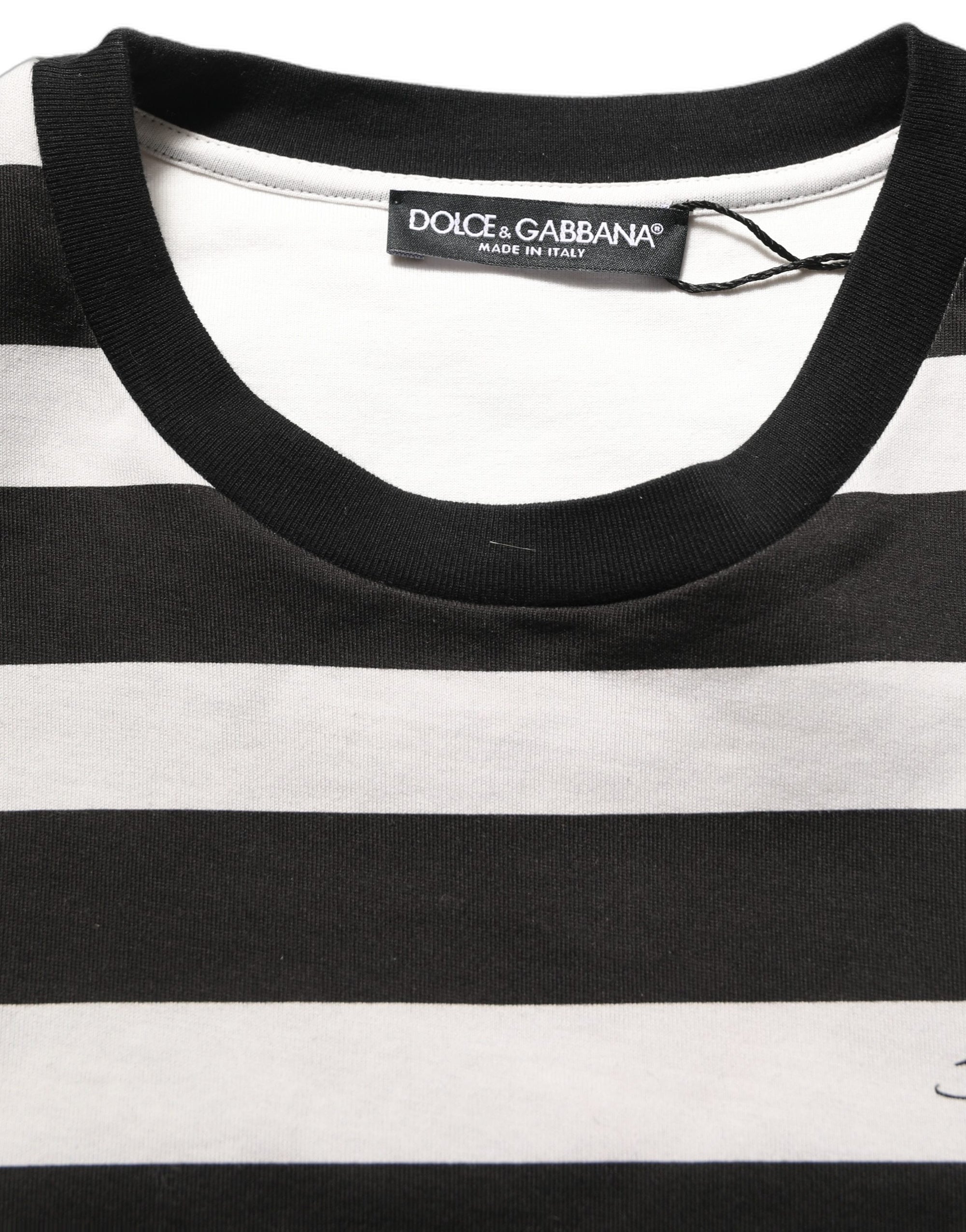 Dolce & Gabbana Black White Stripes Cotton Sleeveless T-shirt