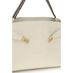 Ferragamo Beige Calf Leather Bos Taurus Shoulder Bag