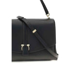 Ferragamo Black Calf Leather Bos Taurus Shoulder Bag