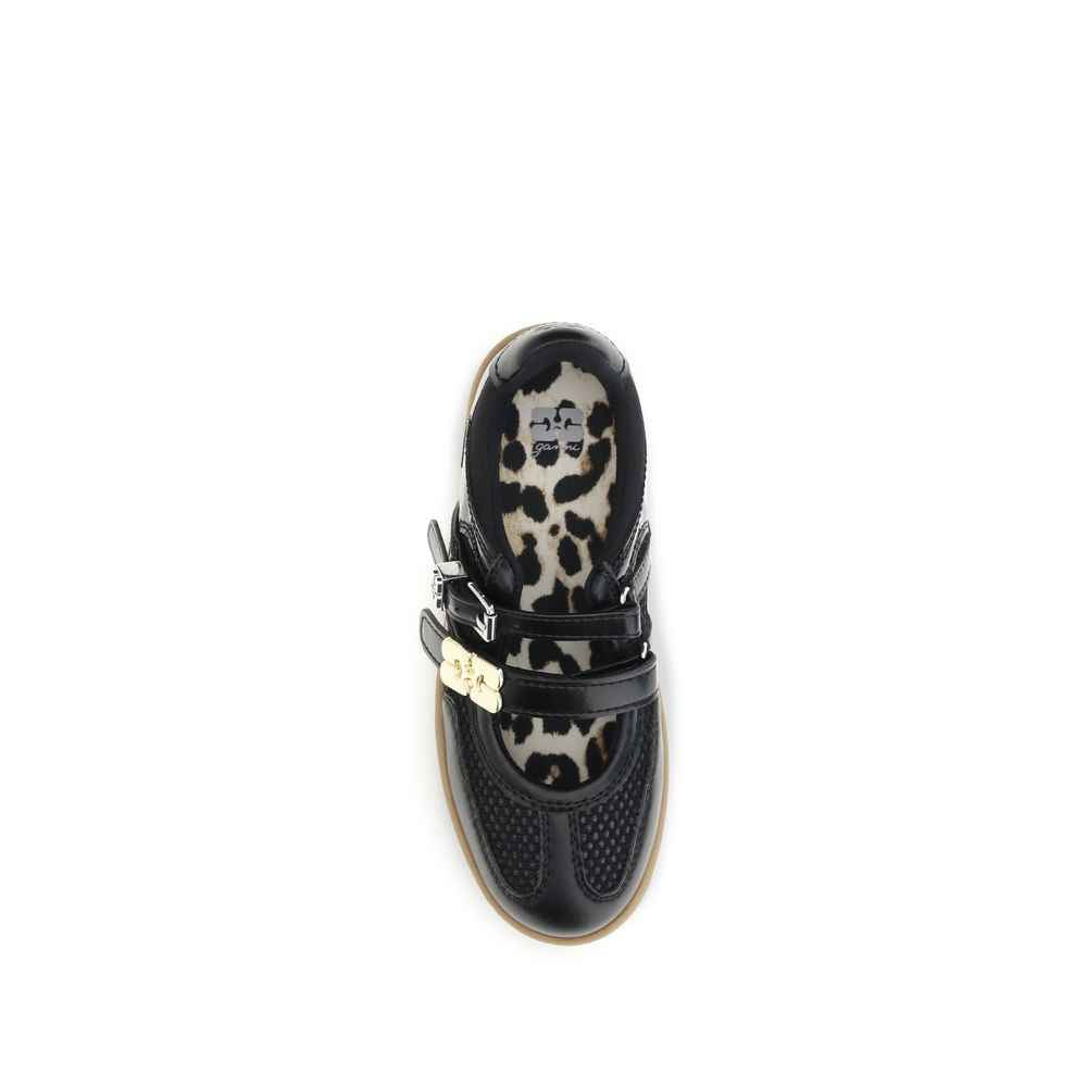 Ganni Black Polyester Ballet Flats