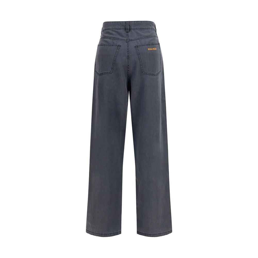 Miu Miu Black Cotton Straight-Leg Jeans