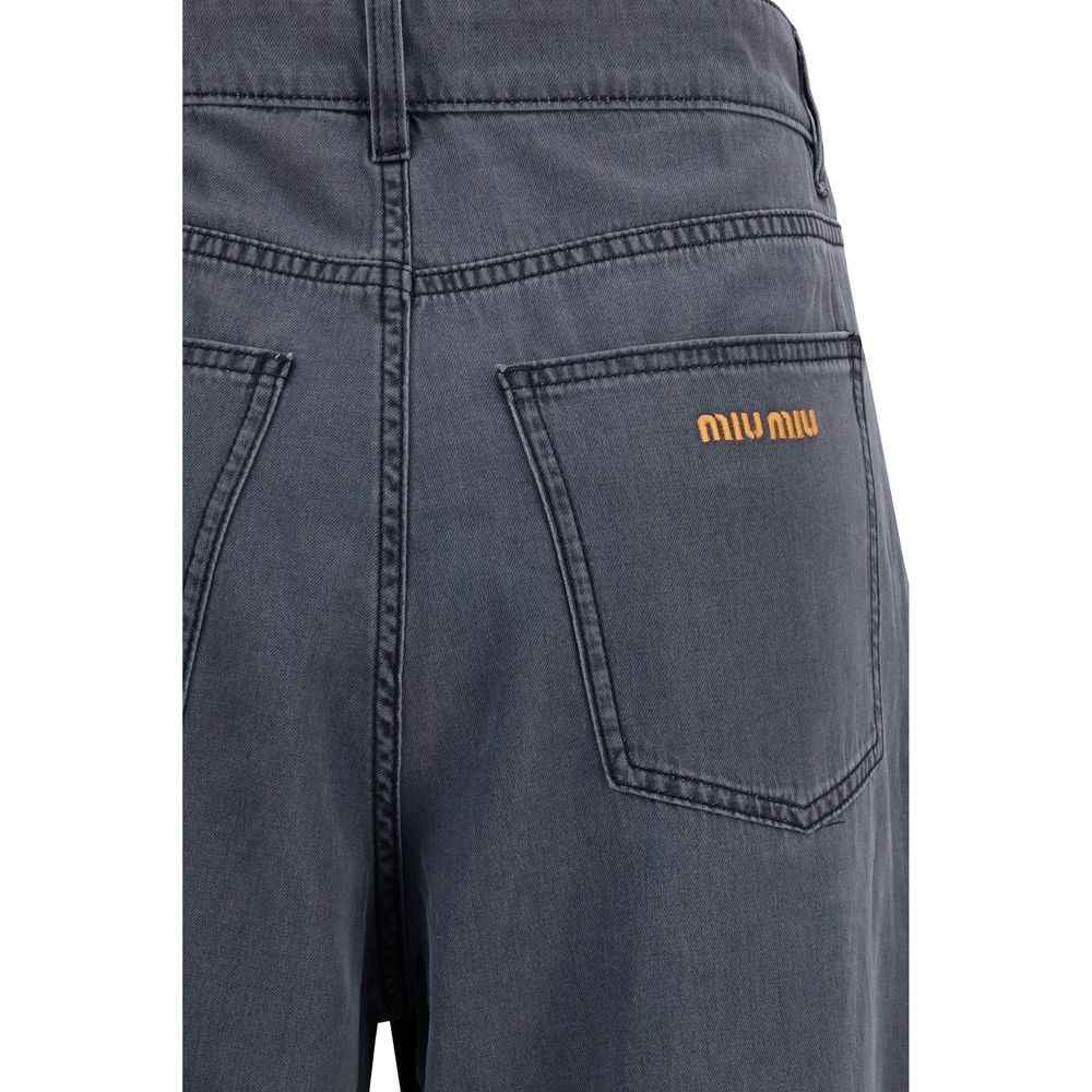 Miu Miu Black Cotton Straight-Leg Jeans