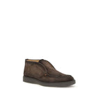 Santoni Brown Calf Leather Bos Taurus Ankle Boots