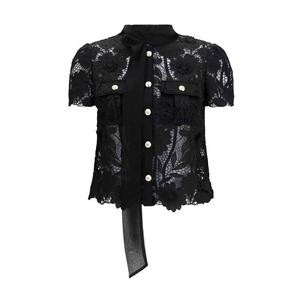 Self-Portrait Black Polyester Blouse