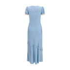 Self-Portrait Blue Viscose Casual Dress