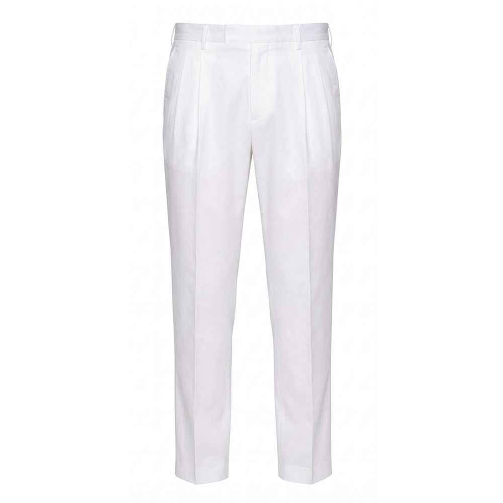Malo White Cotton Men Pant