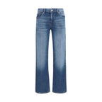 7FOR Blue Cotton Straight-Leg Jeans