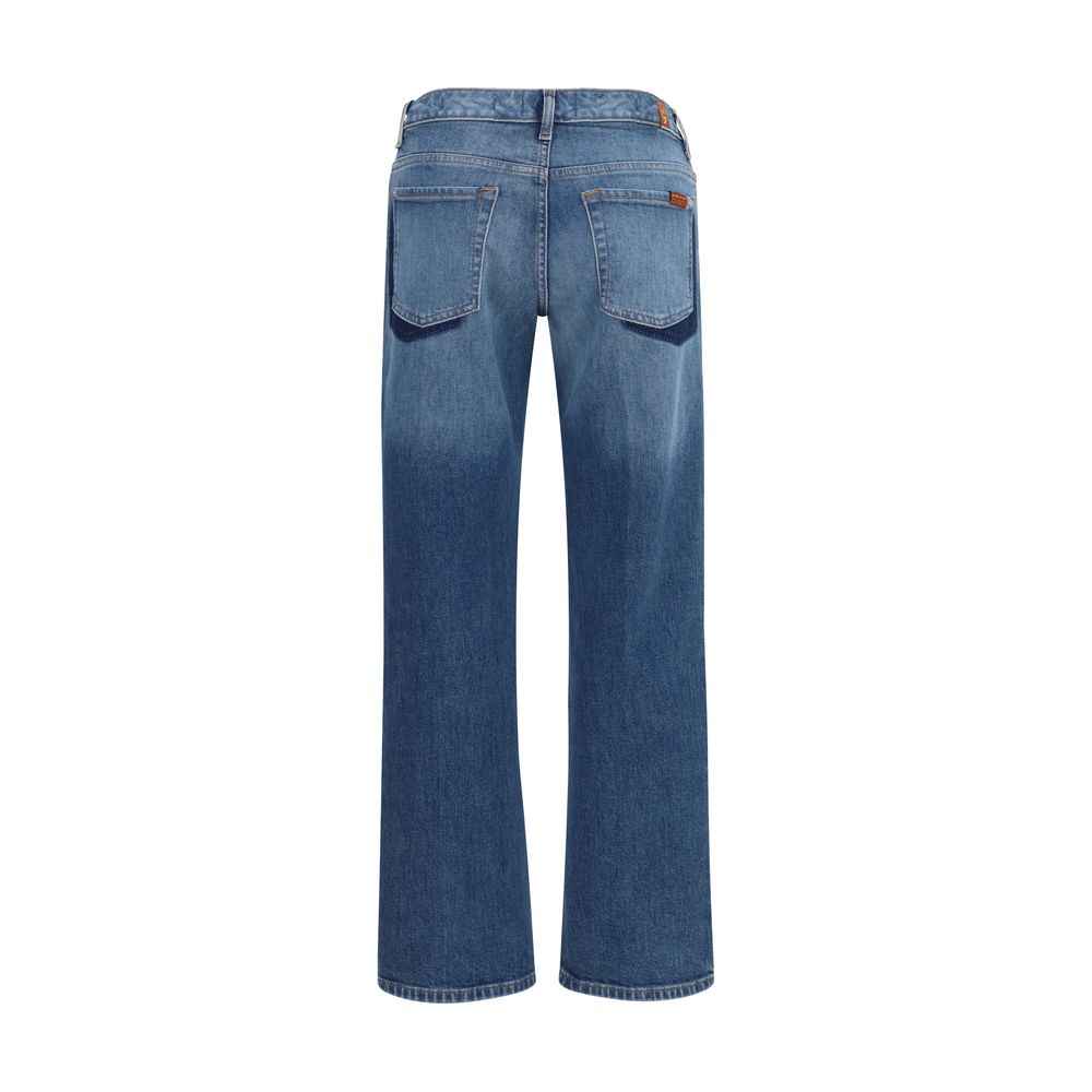 7FOR Blue Cotton Straight-Leg Jeans