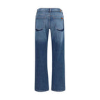 7FOR Blue Cotton Straight-Leg Jeans