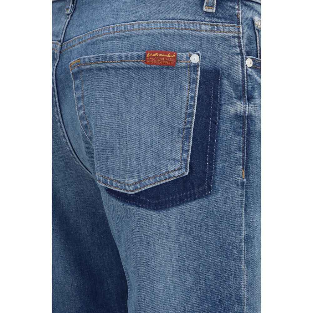 7FOR Blue Cotton Straight-Leg Jeans