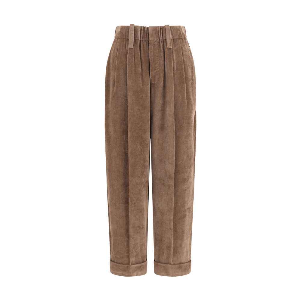 Brunello Cucinelli Brown Viscose Casual Pants