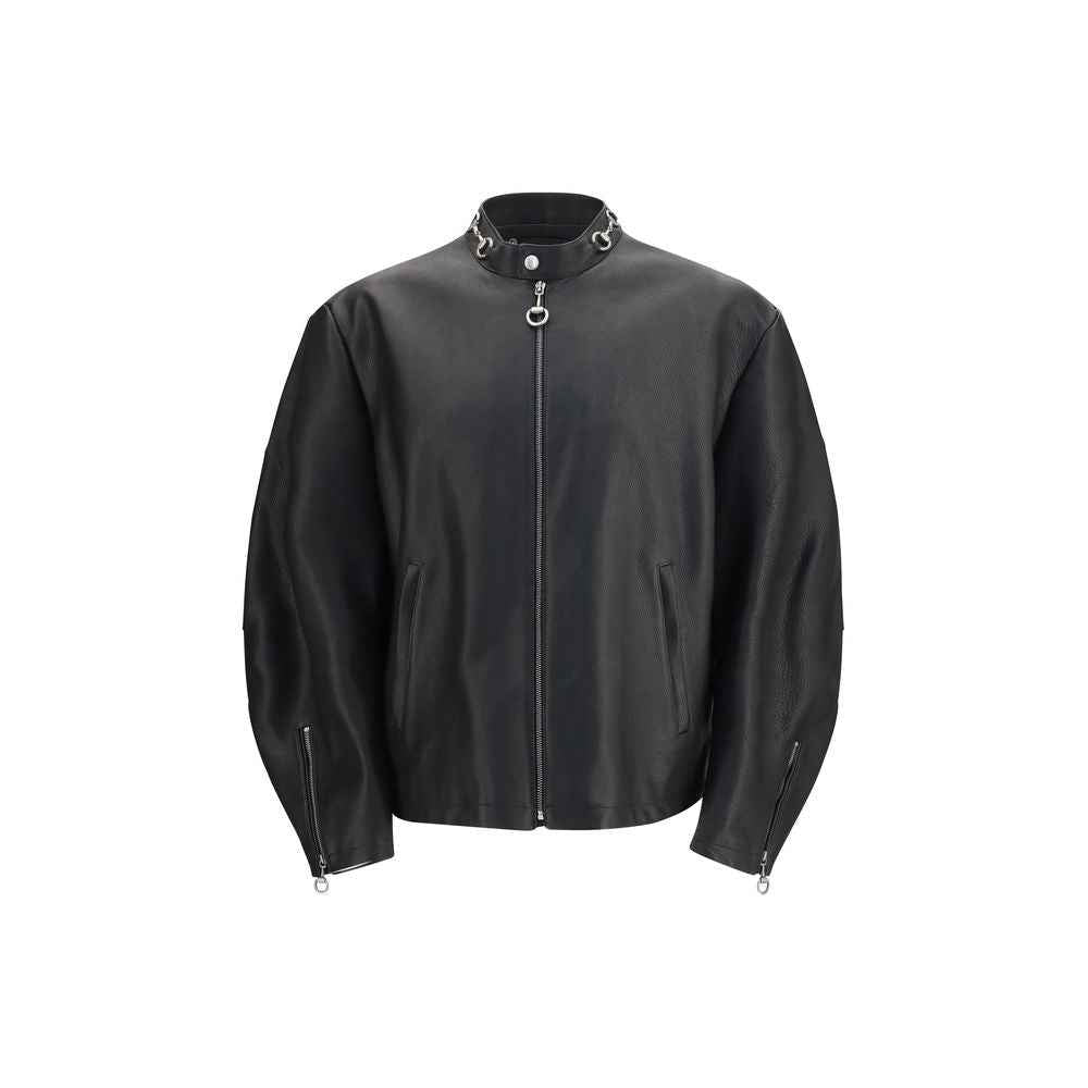 Gucci Black Calf Leather Bos Taurus Biker Jacket