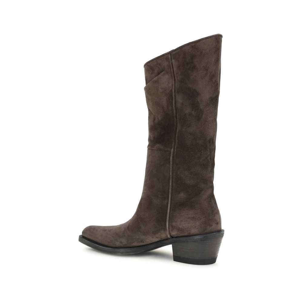 Khaite Brown Leather Ankle Boots