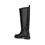 Stuart Weitzman Black Calf Leather Bos Taurus Flat Boots