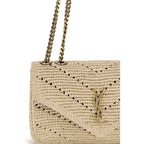 Saint Laurent Beige Raffia Shoulder Bag