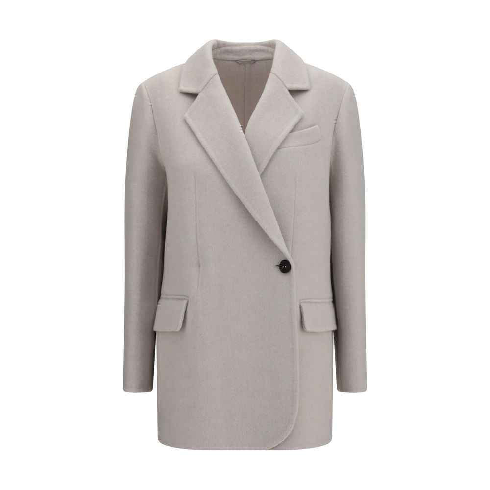 Brunello Cucinelli White Wool Oves Aries Full-Length Jacket