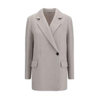 Brunello Cucinelli White Wool Oves Aries Full-Length Jacket