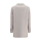 Brunello Cucinelli White Wool Oves Aries Full-Length Jacket