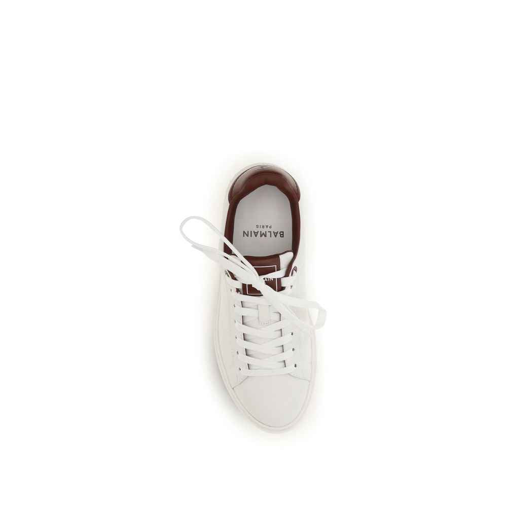 Balmain White Calf Leather Bos Taurus Athletic Sneakers